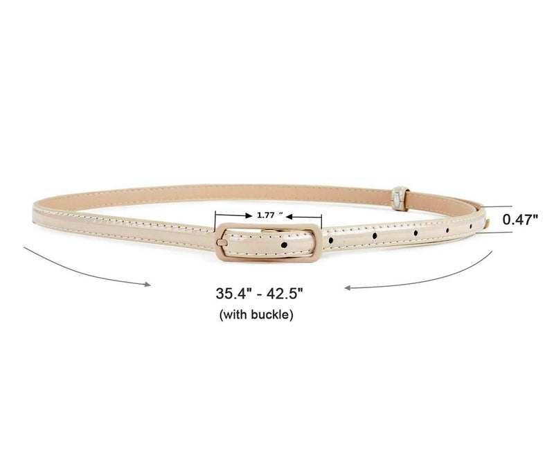 Selighting Womens Faux Leather Skinny Belts for Dresses - Khaki, One Size - Image 2